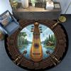 Wooden Lyre Forest Scene Round Area Rug Under Office Chairs Bedroom Living Room Home Decor