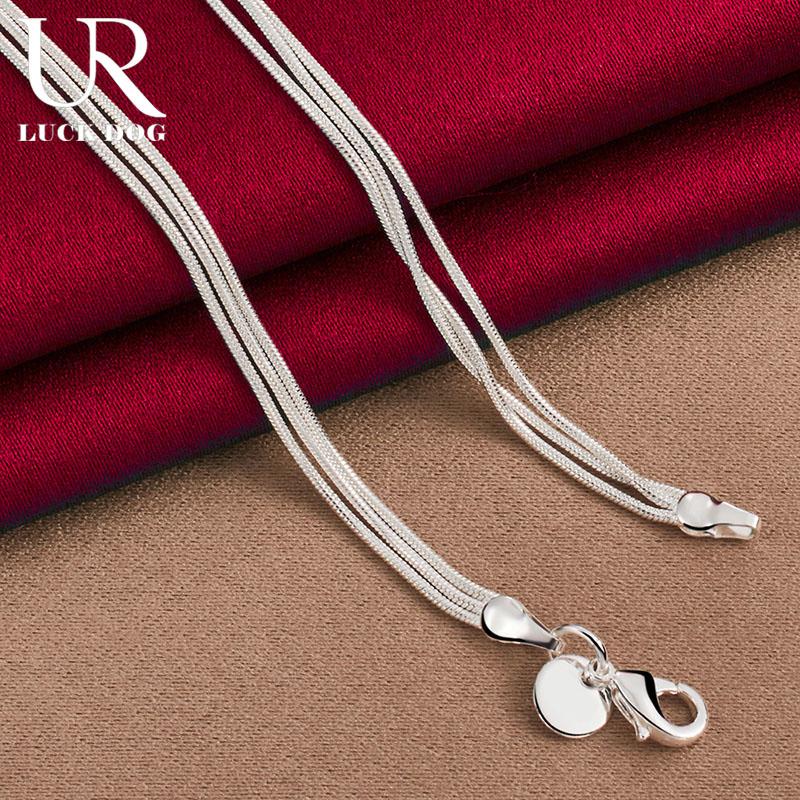 Ожерелье из змеиной цепи из стерлингового серебра 925 пробы, свадебные украшения