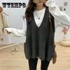 Autumn and Winter Loose All-match Sweater Large Size V-neck Knitted Vest Sleeveless Solid Color Female Top