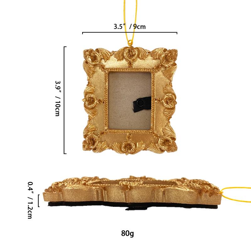 European Mini Golden Retro Small Photo Frame Home Decor Picture Frame Room Wall Decoration Pendant Accessory Resin Handicrafts