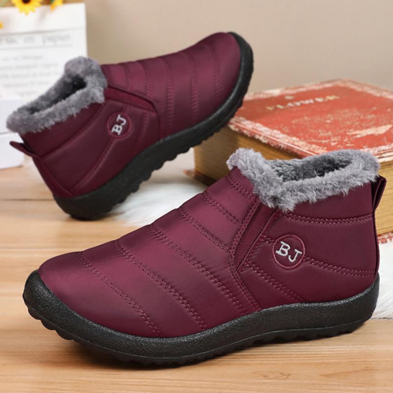 Большие размеры 46 Водонепроницаемые зимние ботинки женские повседневные нескользящие короткие плюшевые ботильоны женские удобные без застежек теплые зимние ботинки женские
