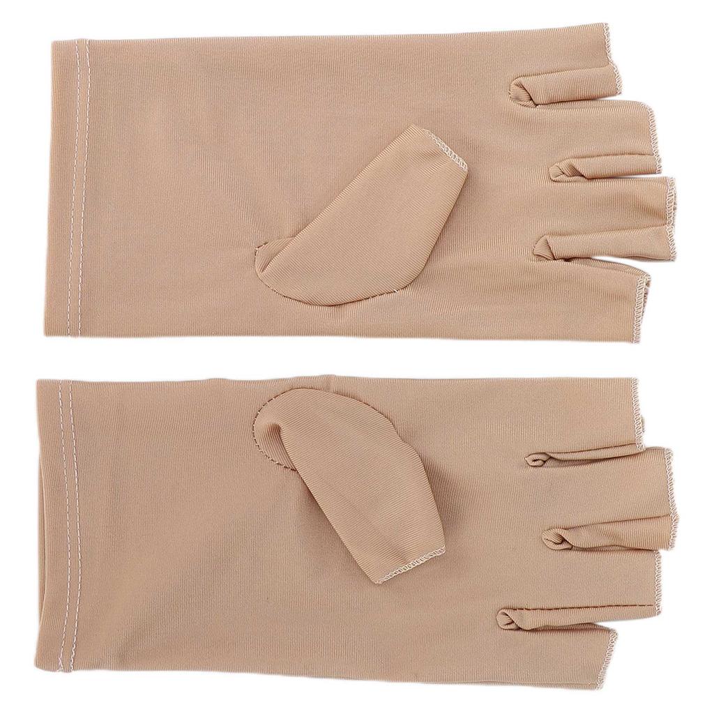 Professional Fiber Cotton Anti UV Gloves Nail Art UV Shield Gloves Manicure ToolBeige