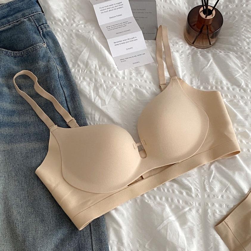 Аутентичный японский бесшовный утягивающий бюстгальтер для женщин - гладкий, без стального кольца, белый, небольшая поддержка груди