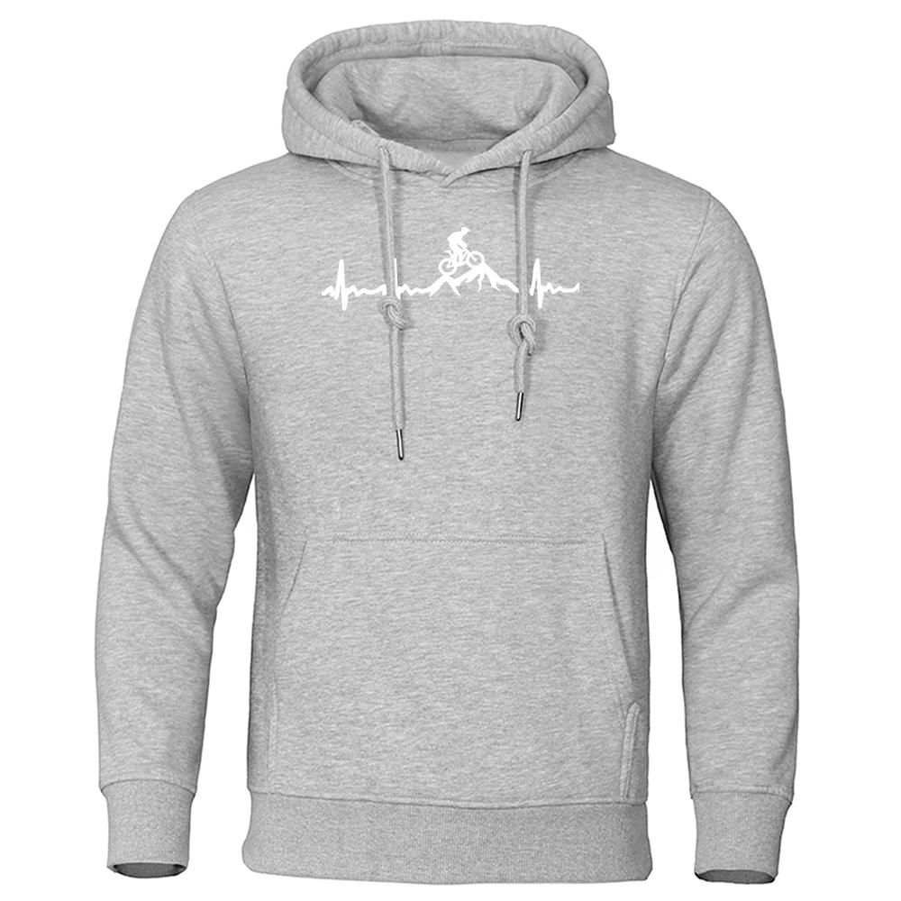 Велосипедный альпинизм Электрокардиограмма Принт Мужские Осенние Толстовки Большие Размеры С Капюшоном Повседневная Толстовка Свободная Мягкая