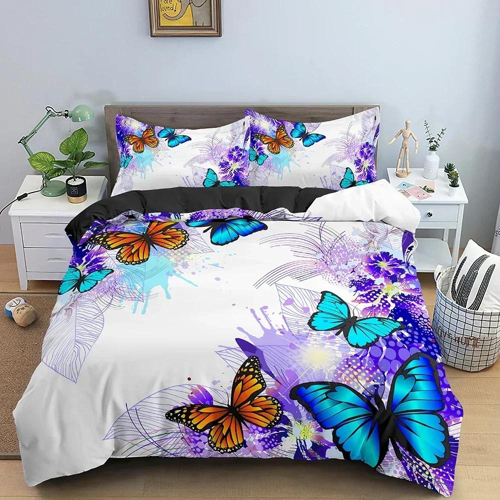 New 3D Print Butterfly Comfortable Duvet Quilt Cover Pillowcase Bedding Set Children Bedroom Decoration Home Textile