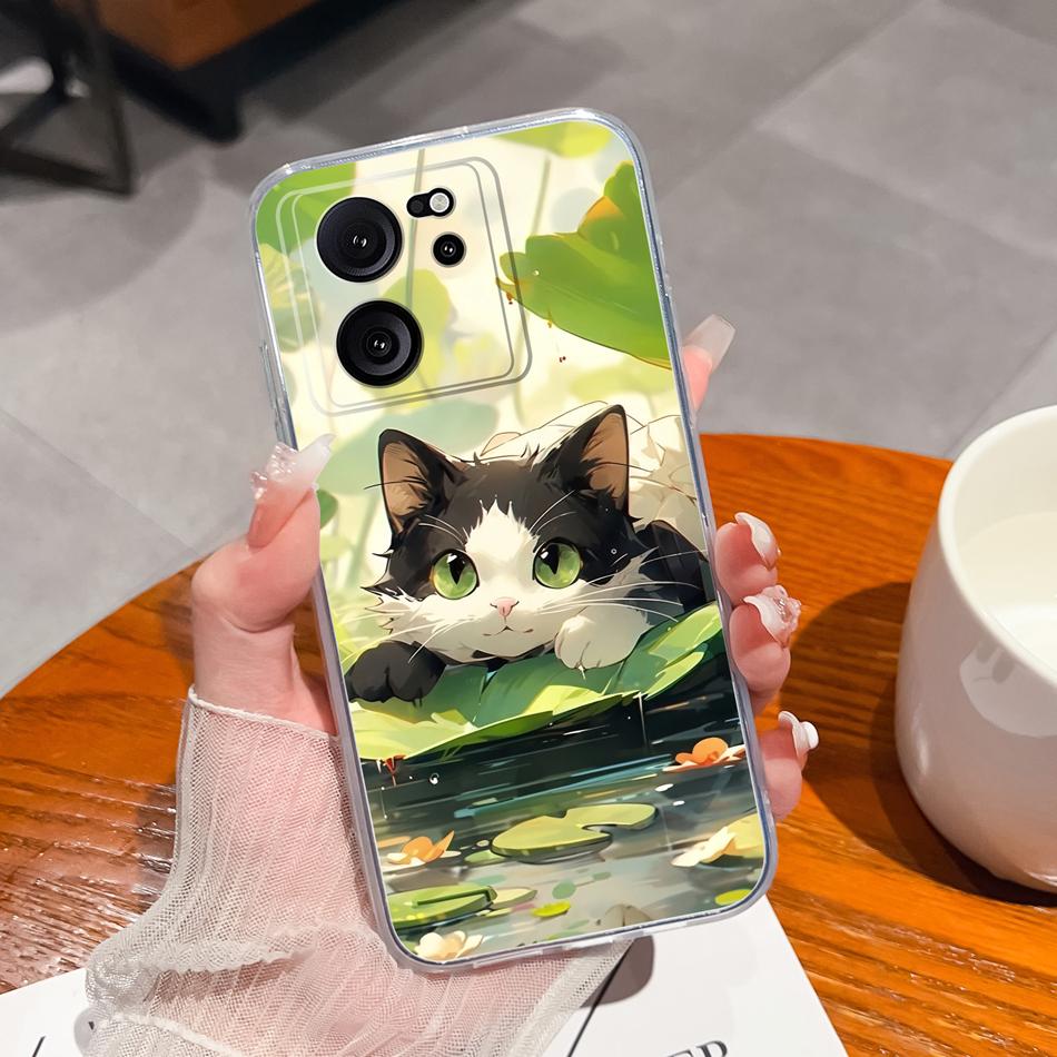 Прозрачный чехол для Xiaomi 13T Pro, мягкий ТПУ силикон, милый мультяшный задний чехол для Xiaomi 13 T 13TPro, противоударный, легкий