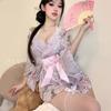 Erotic Underwear, Sexy Embroidered Japanese-style large size Kimono Pajamas Set, Hot Pure Desire Seductive Uniform 8515