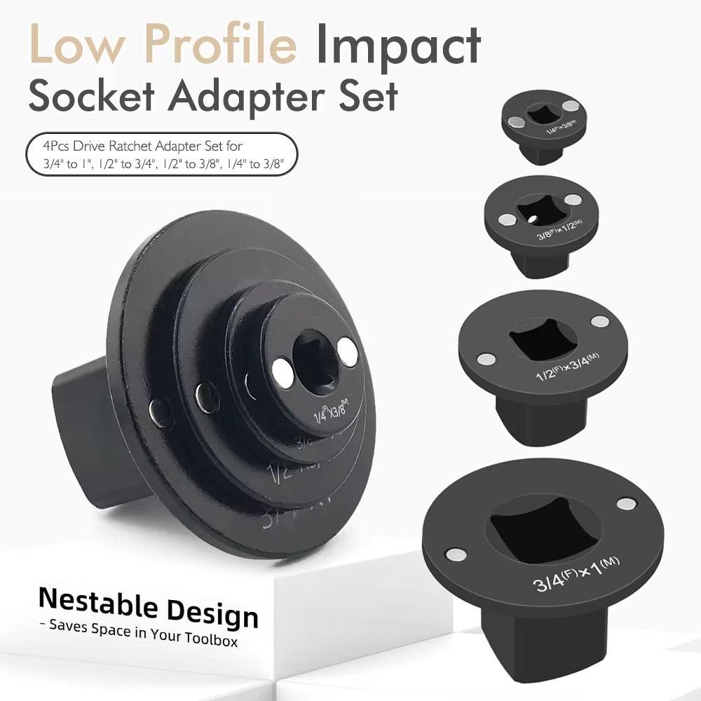 4Pcs Drive Reducing Drive Ratchet Adapter Multi-function Low Profile Reducer  Tight Spaces