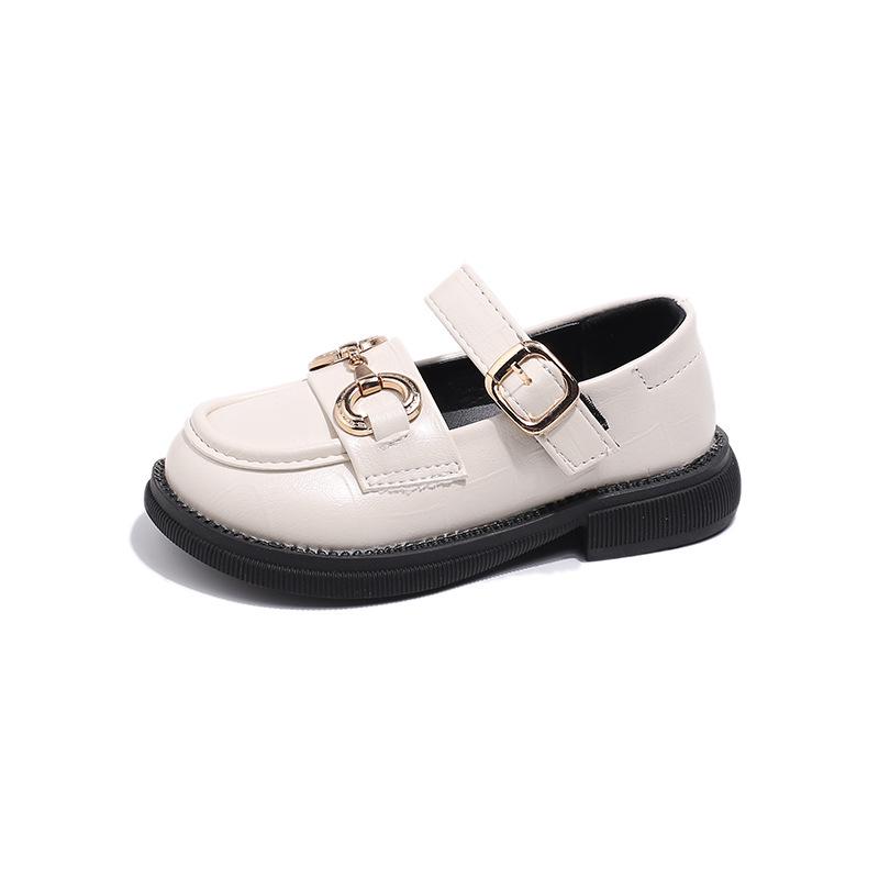 2025 Girls' Spring & Autumn Square Toe Loafers - Soft Sole, Non-Slip, Versatile Horsebit Buckle Leather Shoes