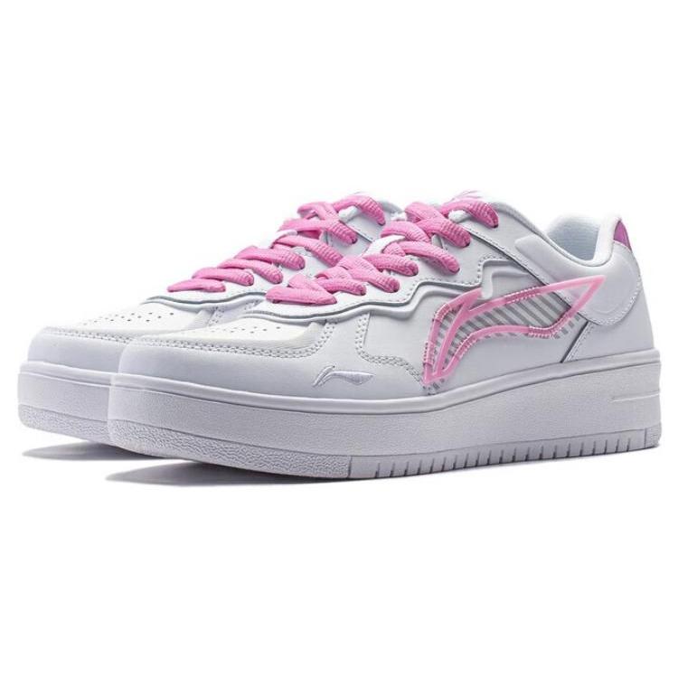 Li Ning Rising Phoenix Нескользящие Нескользящие Низкие Скейтбордические Кроссовки Женские Белый Розовый AGCT380-3