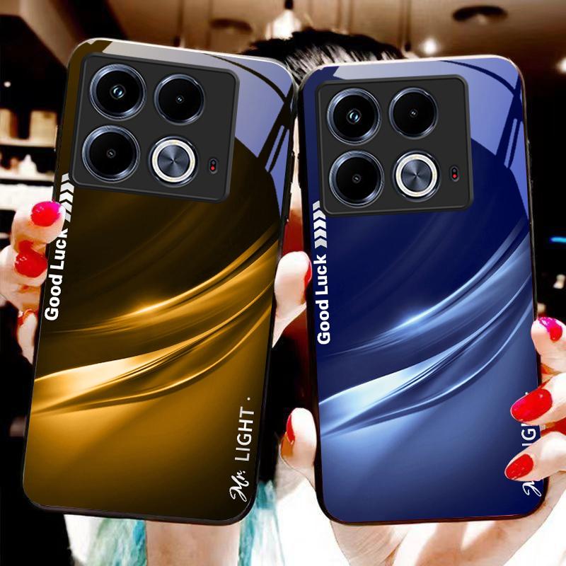 Градиентный нежно-зеленый Для Infinix Note 40 4G 30i Note12 96 Smart 8 Hot 9 Play Hot10 11S 12 20i 50 Pro Plus 5G стеклянный чехол для телефона