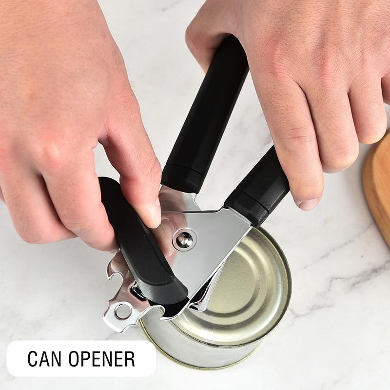 Can Opener Professional Ergonomic Kitchen Tool Manual Side Cut Can Openers Drink Bottle Opener Knife For Cans Lid Kitchen Gadget