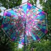 Retro Window Flower Pattern Transparent Automatic Folding Umbrella Portable Travel Sun and Rain Parasol
