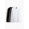 H M Regular Fit Jersey Top 3 Piece Set Black Dark Gray wHite