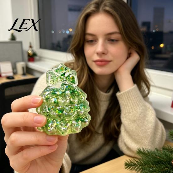 Mini Tree Fidget Toy Glitter Christmas Squeeze Toy, Xmas Sensory for Stress Relief, Clear TreeToy Slow Rise Holiday Gift Kids Adults