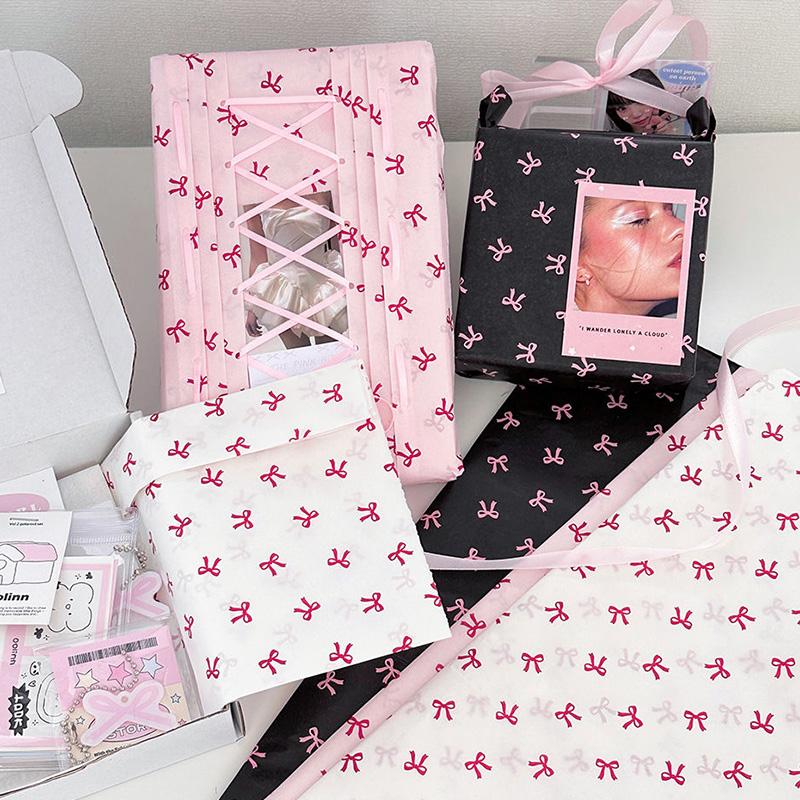 10Pcs Pink Bowknot Sydney Paper Hand-Kneaded Paper Cotton Paper Bouquet Flower Wrapping Paper Small Gift Packaging Paper