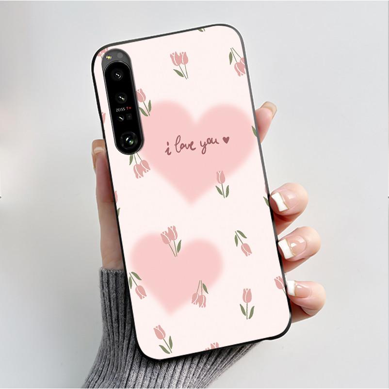 For Sony Xperia 1 VII VI V IV Case Fashion Luxury Flower Butterfly Soft Black TPU Back Cover Ultra thin Shockproof Shell Fundas