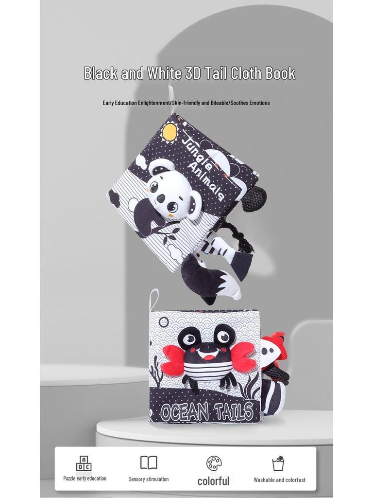 Aipinqi Baby Black & White Visual Cloth Book – Tear-Resistant Pop-Up Cognitive Toy for Early Education