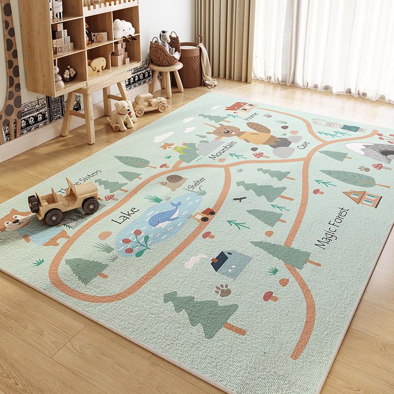 Cute Game Area Carpet World Map Traffic Road Floor Mat Indoor Anti slip Washable Carpet Home Decoration