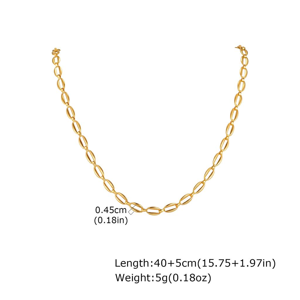 18K Gold Plated Hollow Oval Link Chain Stainless Steel Bracelets for Women, Minimalist Waterproof Elegant Jewelry Set Gifts