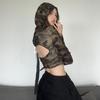 Шикарный французский укороченный топ с капюшоном и длинными рукавами для женщин - Сексуальный облегающий осенний стиль