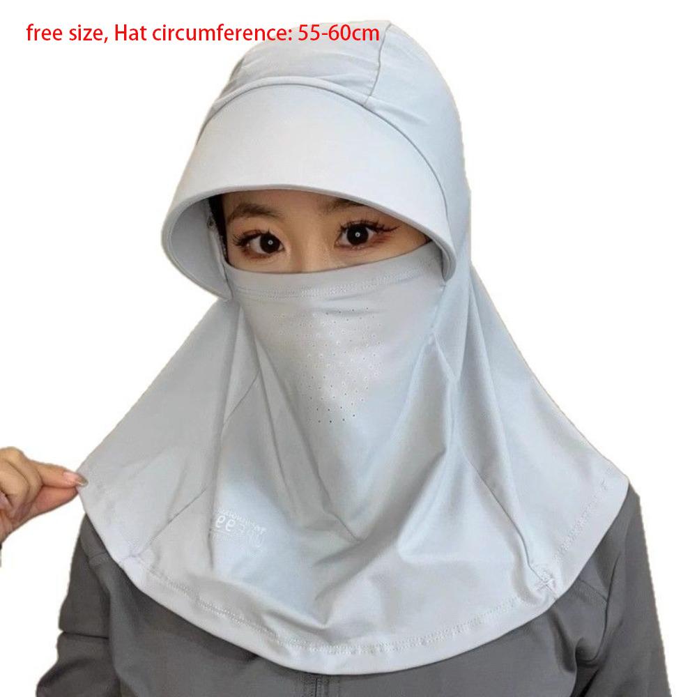 New Breathable Visor Cap Ice Silk with Shawl Mask Cap Sunscreen Hat Summer