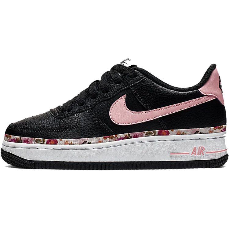 Nike Air Force 1 Low Винтажный Цветочный Черно-Розовый GS BQ2501-001