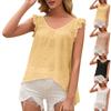 Ladies Casual Fashion Sexy Hollow Sweet V-Neck Fly Sleeve Top