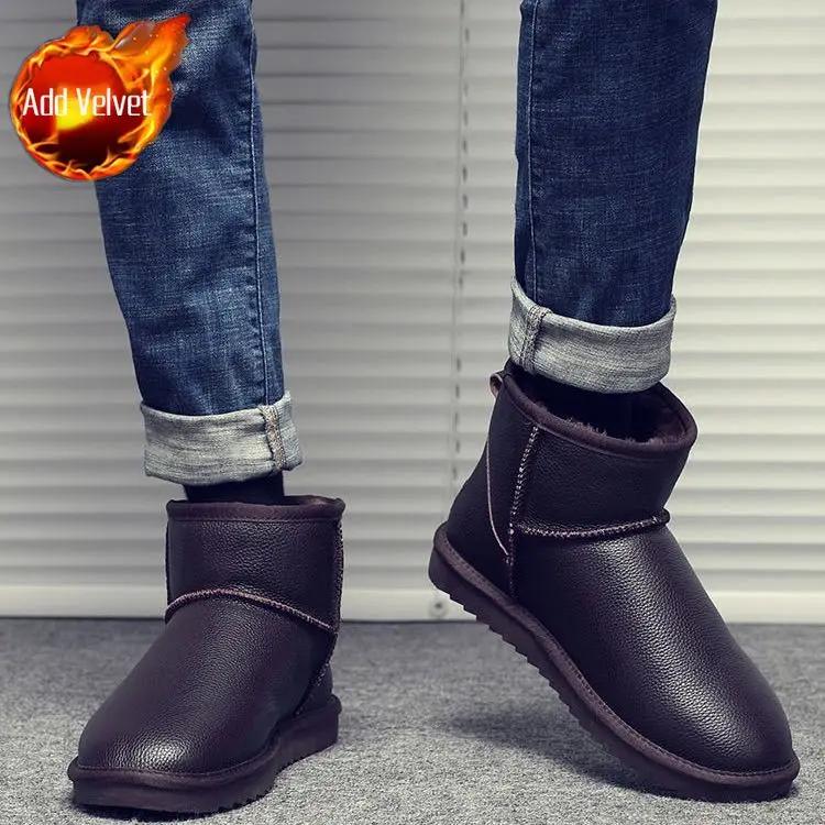 Мужская зимняя обувь на плоской подошве, мужские зимние ботинки, нескользящая обувь без застежек, распродажа, модное предложение, походная обувь класса люкс из хлопка, рабочая обувь из меха