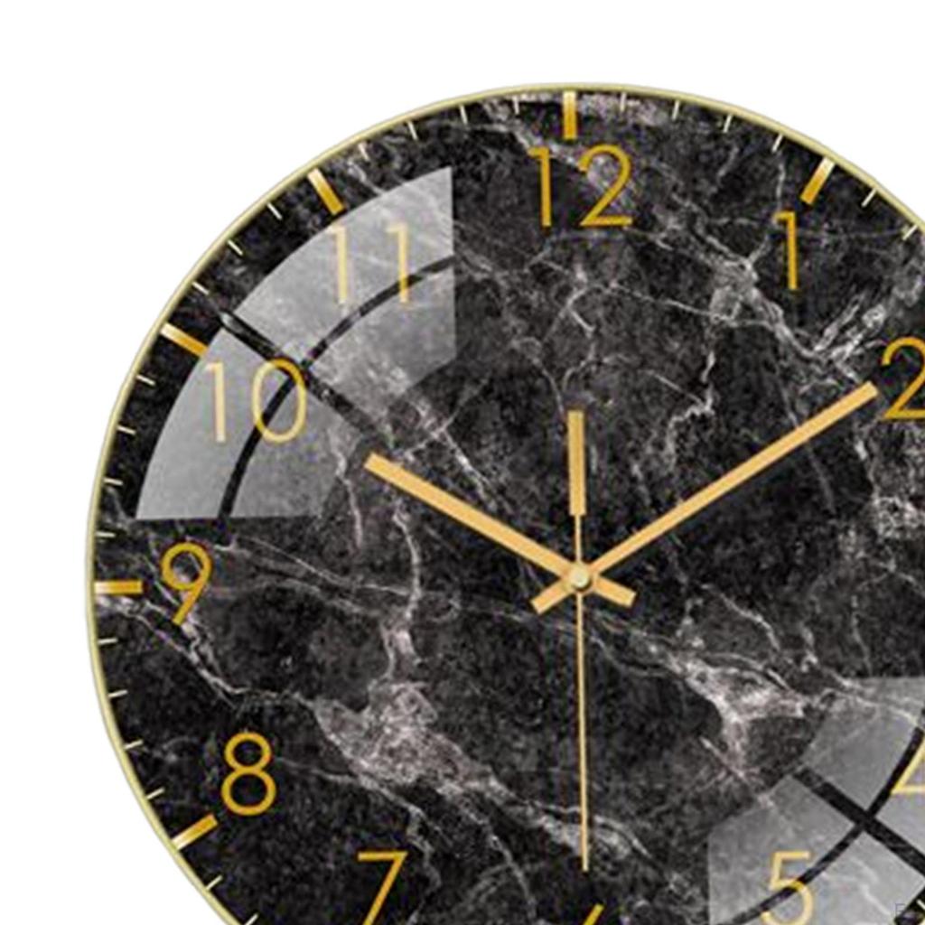 Decorative Marbled Wall Clock Analog Silent 12 Inch Non Round for Office
