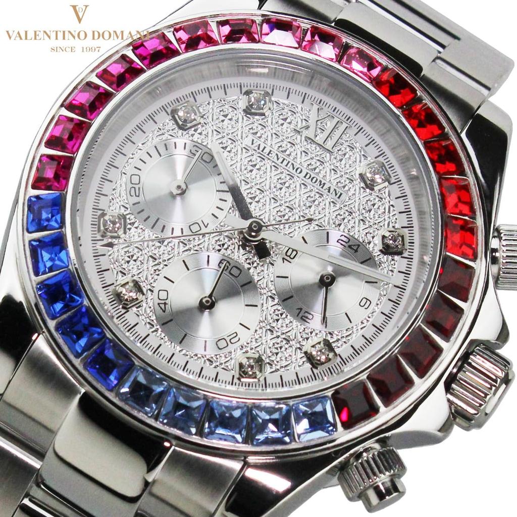 VALENTINO DOMANI Watch with Silver and Zirconia Bezel Men's Zirconia, Face, (VD006MSS)