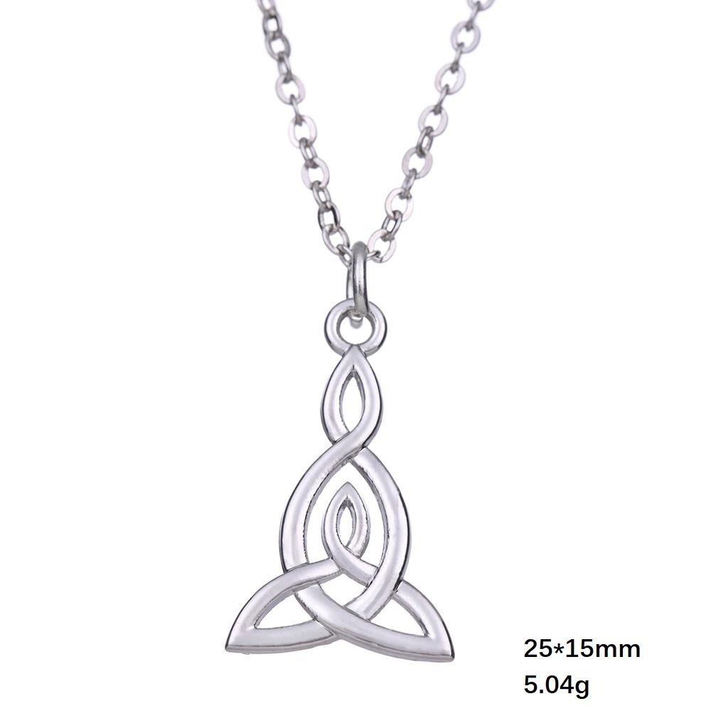 Celtics Love Knot Geometric Pendant Necklace Antique Sliver Triquetra Chain Necklace Amulet Jewelry Gift for Women