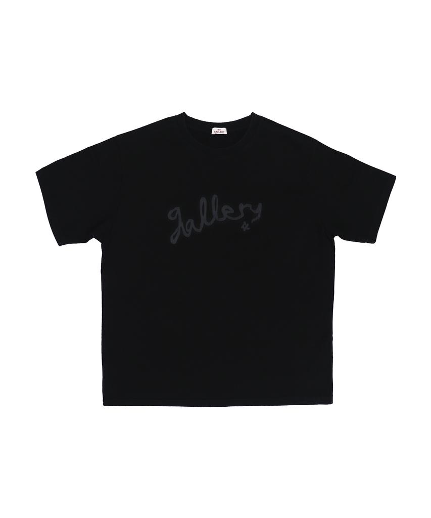 1011 GALLERY Gallery Tape Logo Washed T-Shirts - Black