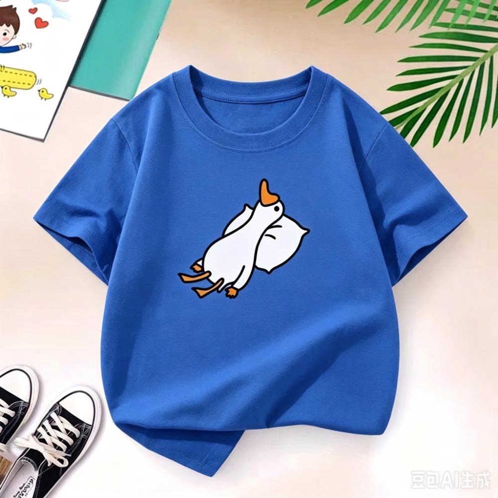 New Y2K Tops Lazy Duck Graphic Print Baby Boys T-shirt Black Kids Tops Tee Summer New Y2k Casual Cartoon