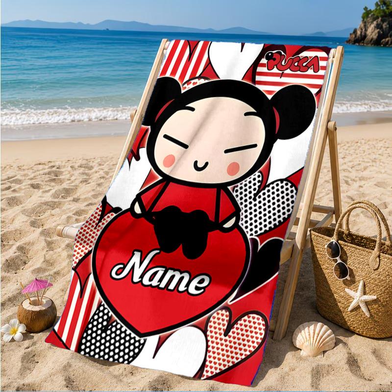 Custom Name Love Heart Beach Towel Microfiber Beach Towel, Lightweight and Quick-Dry, for Summer Travel, Swimming Pool Gift