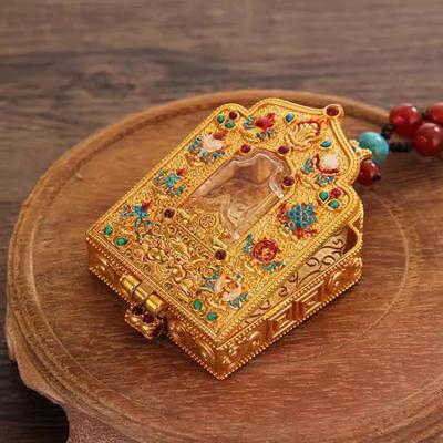 Серебряное/золотое покрытие буддийские поставщики сплав металла сутра сурангама играющие жемчужины украшают изысканную коробку гаву тибетский кулон