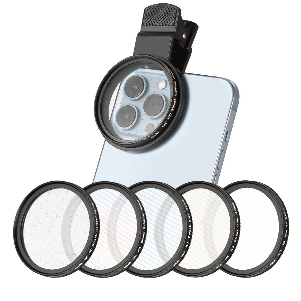 GiAi 52mm Photographic Phone Camera Lenses for iPhone 13 Pro Max Premium Cell Phone Camera Filters