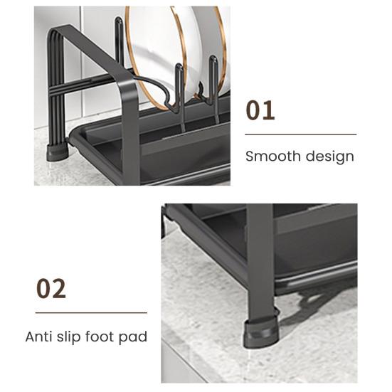 Pull Out Dish Storage Rack Carbon Steel Plate Drain Stand Holder Kitchen Drawer Organizer for Dishes Lids Cutting Boards