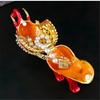 Decorative Elephant Jewelry Box with Enamel Finish and Crystal Detail for Ring, Earring and Dresser Storage Display