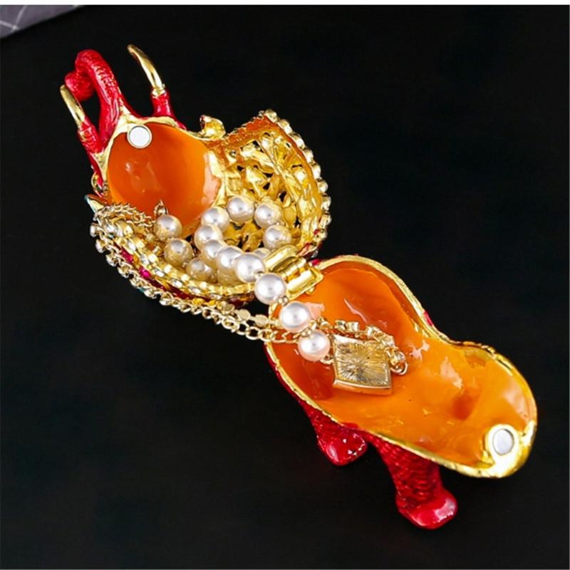 Stylish Elephant Jewelry Box with Enamel and Crystals Design, Decorative Storage for Rings, Earrings and Vanity