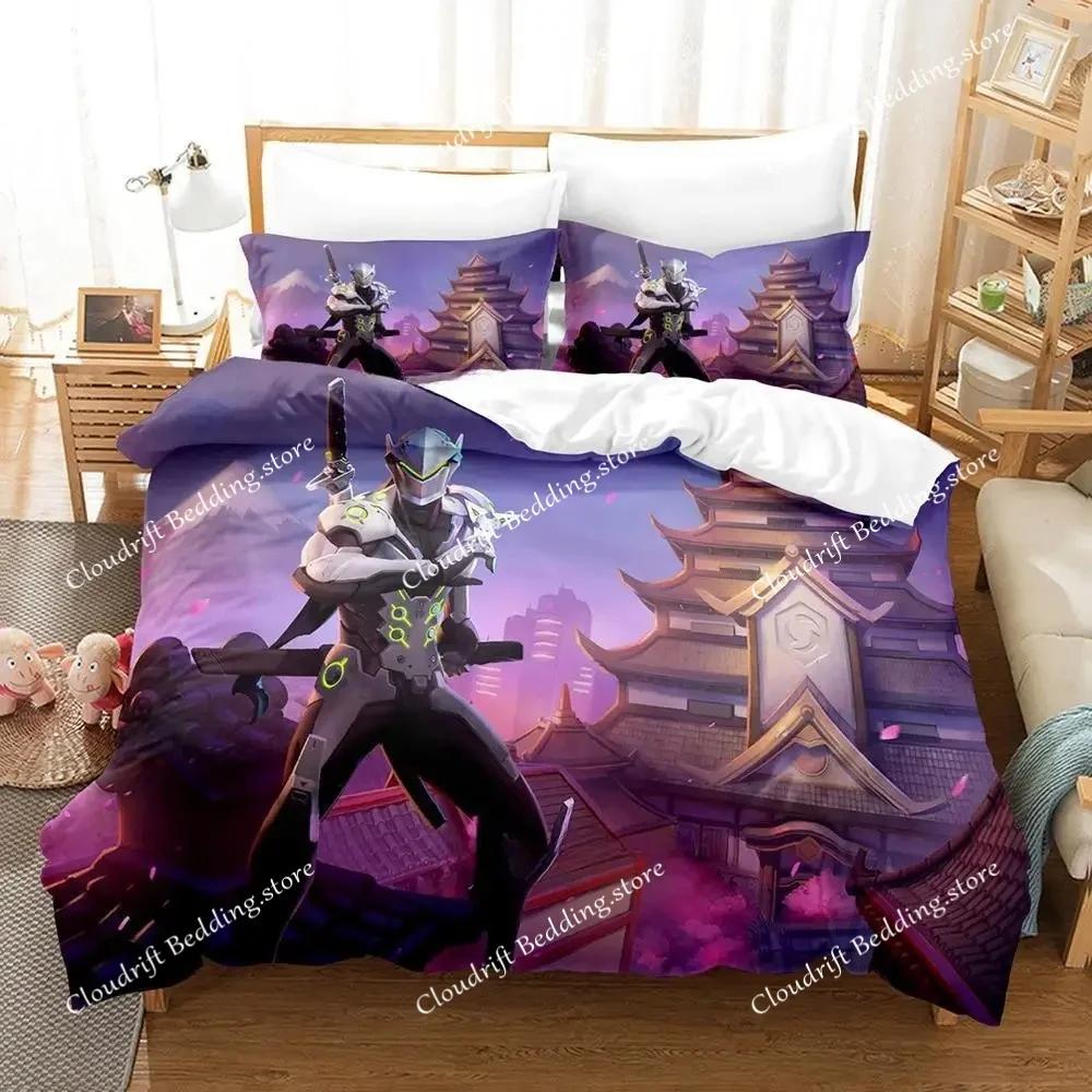 Новый Игровой Набор Постельного Белья Overwatch Genji Односпальный Двуспальный Полный Queen King Размер Набор Постельного Белья для Взрослых Детей Спальни Комплекты с Пододеяльником Домашний Текстиль02