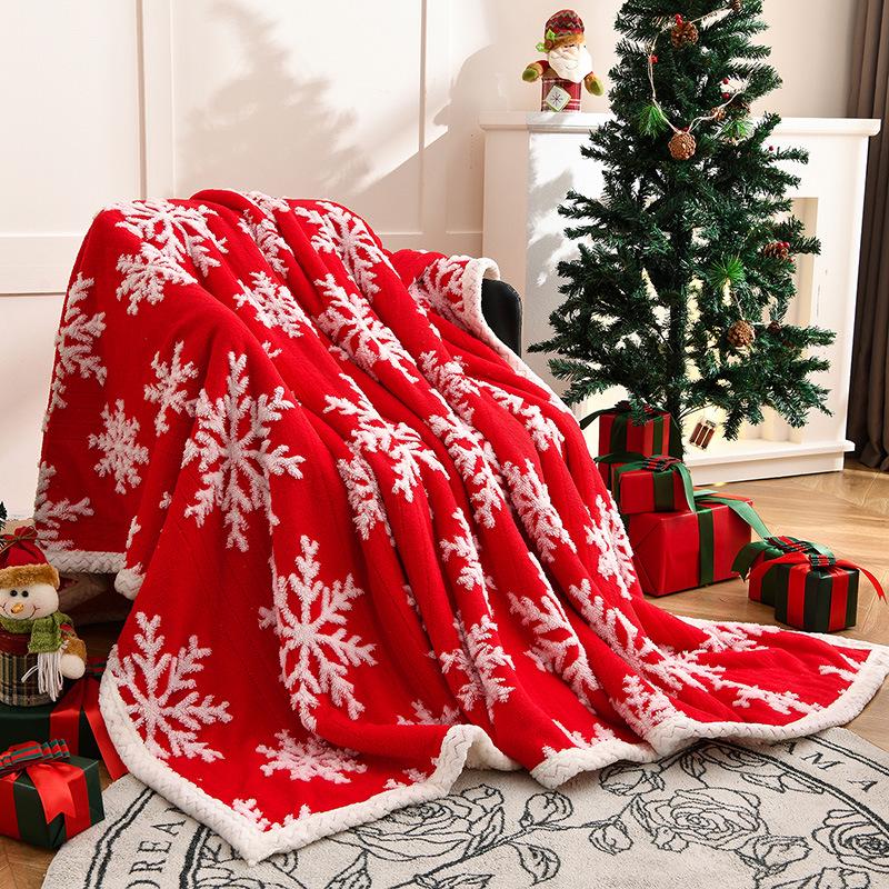 Thick Warm Snowflake Lambswool Blanket - Fluffy Bed, Sofa, Office & Bay Window Throw Shawl