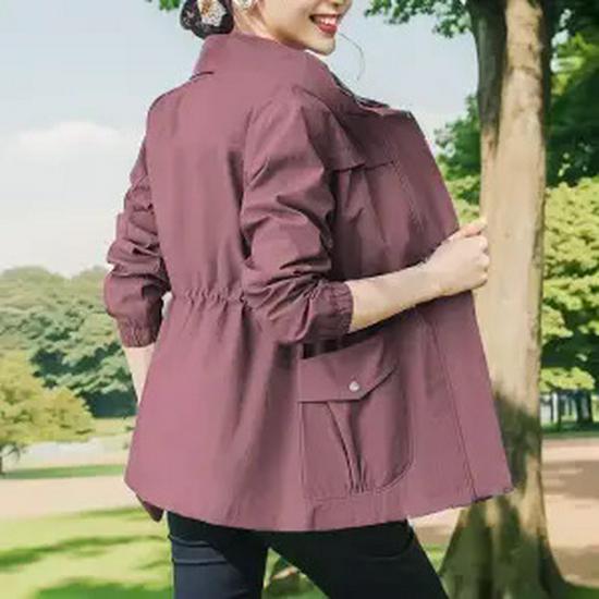 Women's Slimming Trench Coat with Stand Collar - 2024 Spring/Autumn Fashion