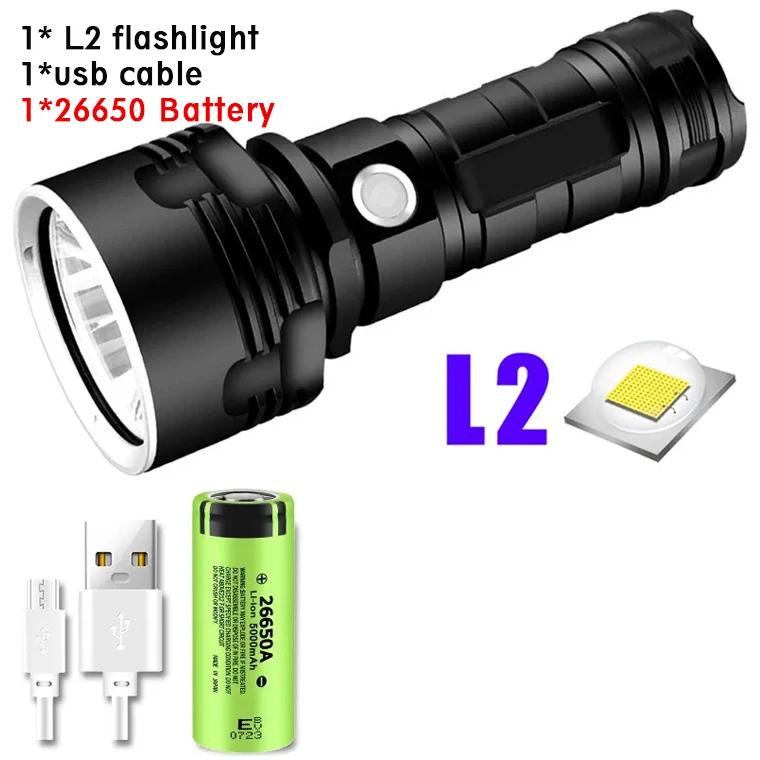Most Powerful LED Flashlight XM-L2 XHP70 Outdoor LightingTactical Torch USB Rechargeable  Waterproof Lamp Ultra Bright Lantern