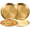 4 шт. Поднос для хранения из нержавеющей стали Роскошная латунная золотая круглая тарелка Фрукты Торт Стейк Закуски Кухня Металлическое хранение Столовая посуда Блюдо
