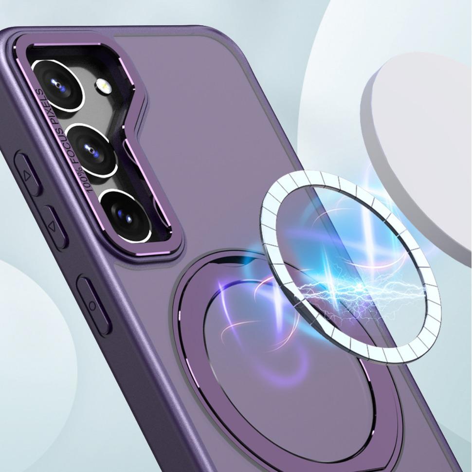 Чехол для Samsung S25 Ultra: Магнитная подставка с вращением на 360°, Покрытие Soft-Touch, Ударопрочный. Подходит для трансграничного использования.