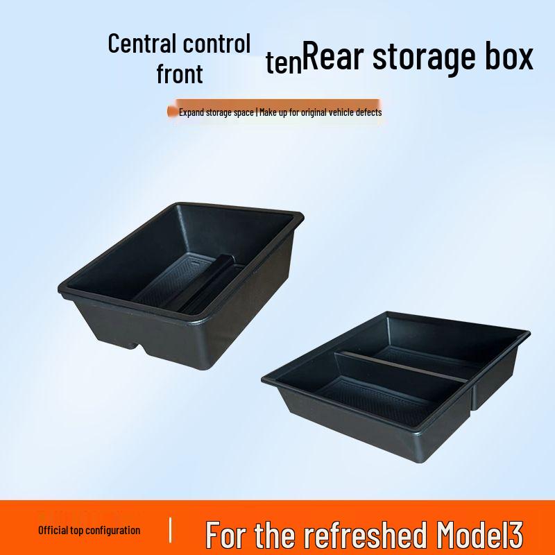 Center Console Storage Box for Tesla Model Y/3, 2025 Update, with Push-Pull Design
