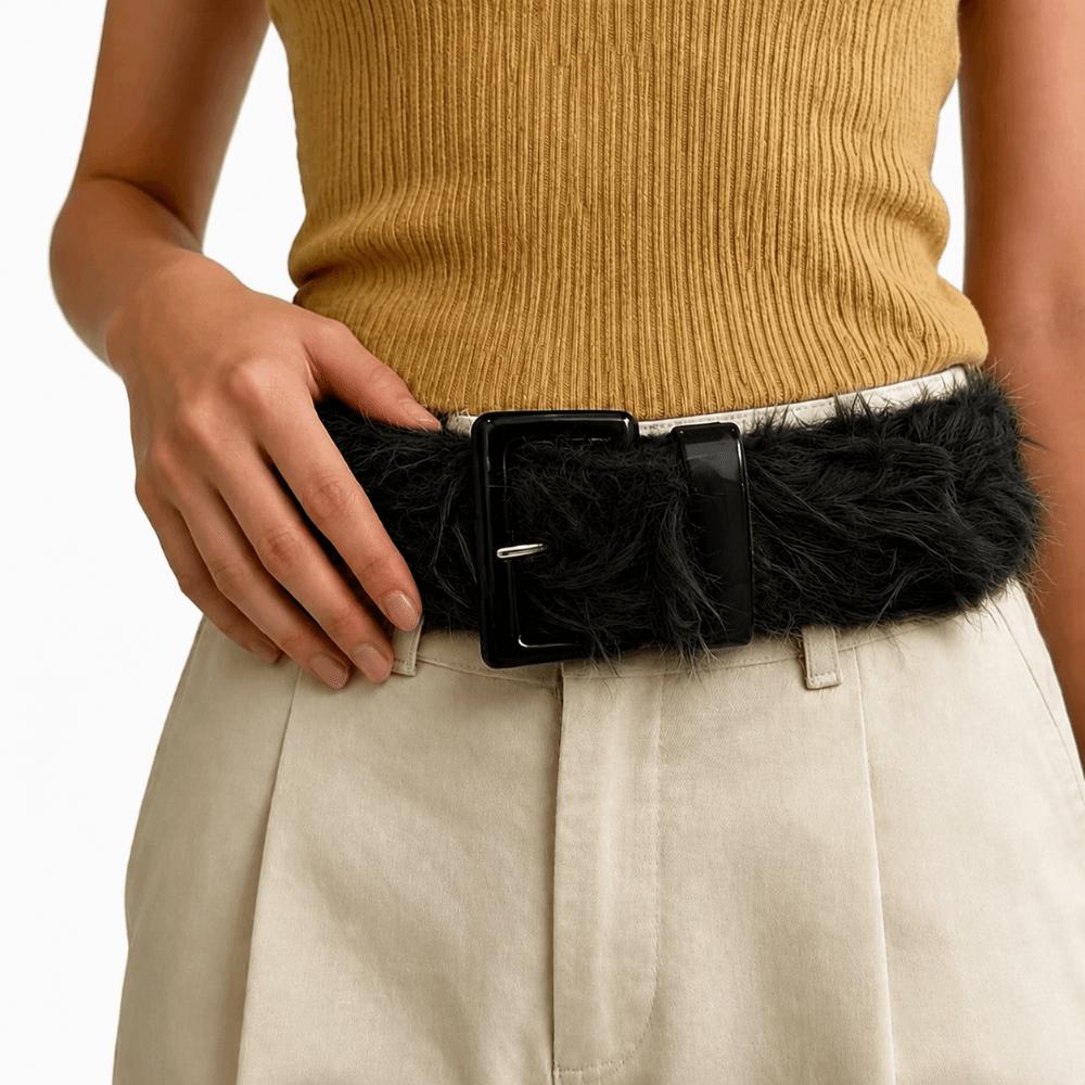Adjustable Fluffy Waist Belt Versatile Design Vintage Waist Seal Faux Fur Waistband Rave