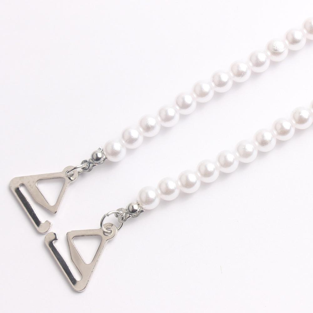Imitation Pearl DIY Beaded Metal Bra Straps for Lingerie