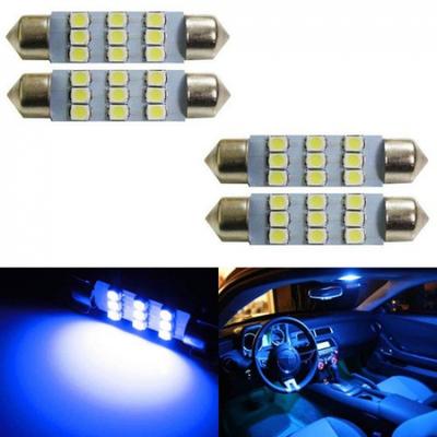 (4) Ультра-синие 9-SMD 1,72" 42 мм 578 211-2 светодиодные лампы для внутреннего освещения, плафонов